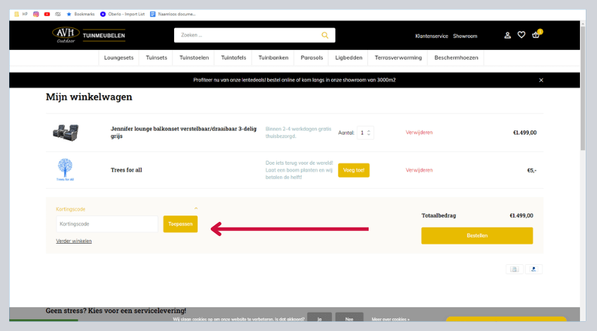 hoe gebruik ik een avh tuinmeubelen kortingscode