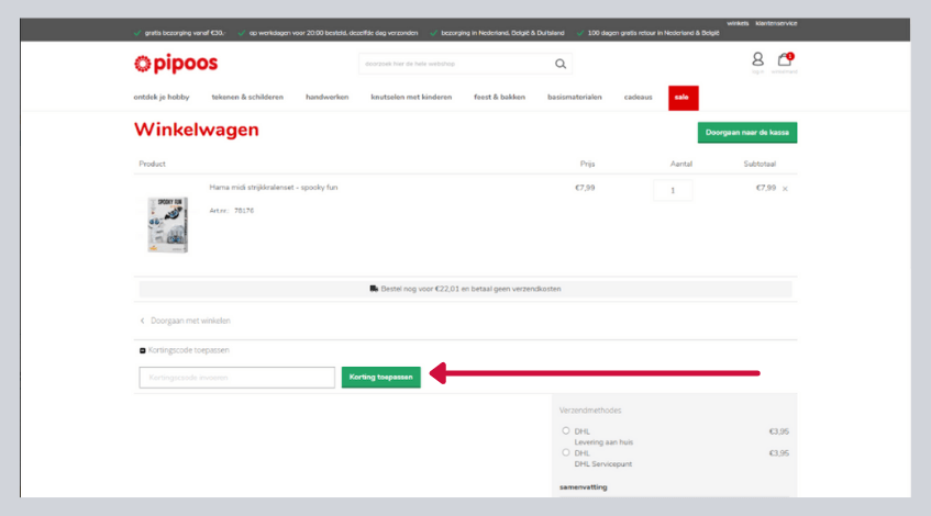 hoe gebruik ik een pipoos kortingscode