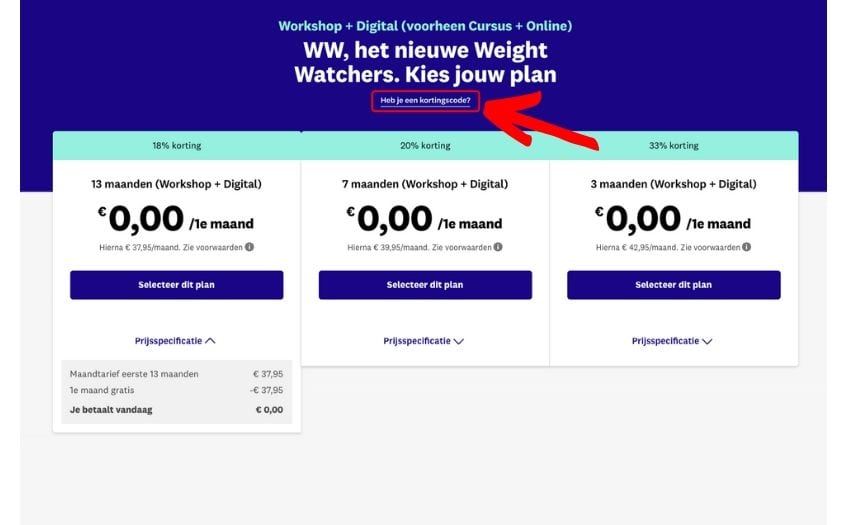 Weight watchers cursus kosten