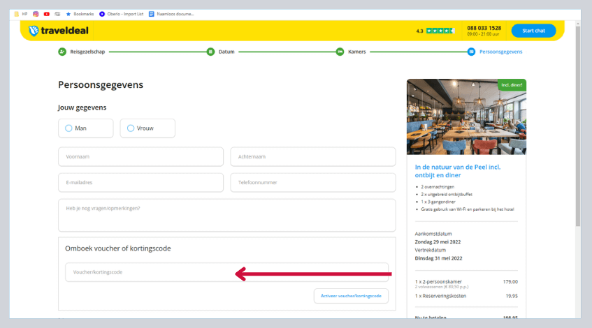 hoe gebruik ik een traveldeal kortingscode