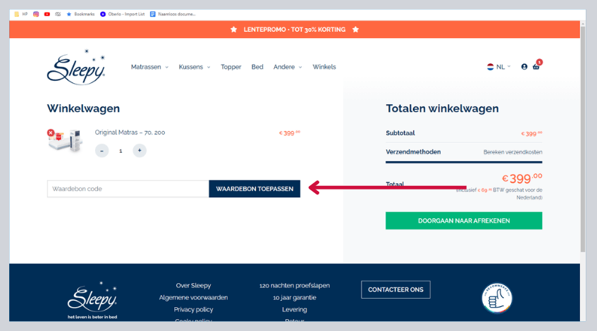hoe gerbuik ik een sleepy kortingscode