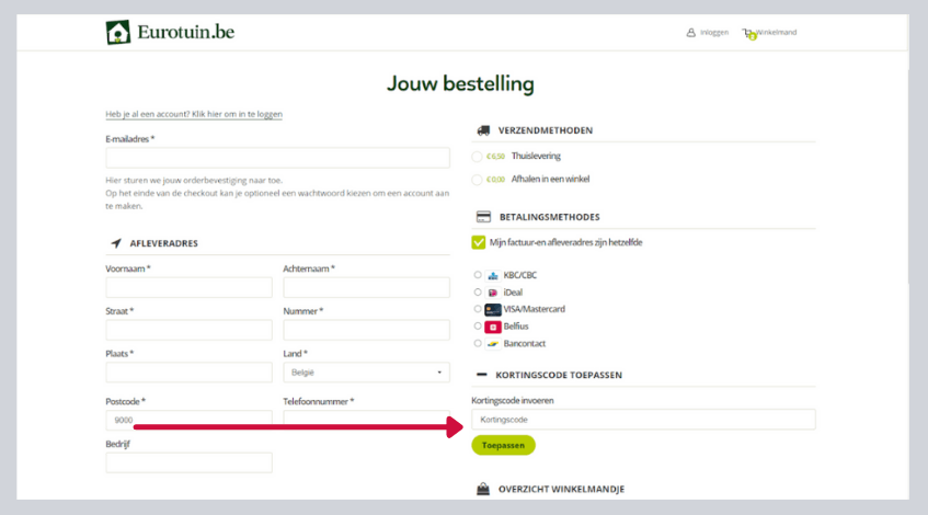 hoe gebruik ik een eurotuin kortingscode
