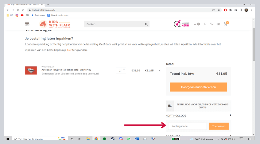 hoe gebruik ik een kids with flair kortingscode