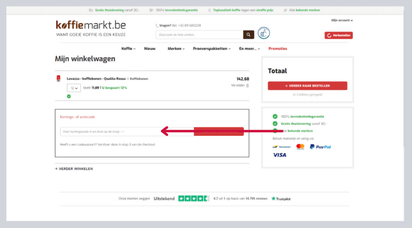 hoe gebruik ik een koffiemarkt kortingscode
