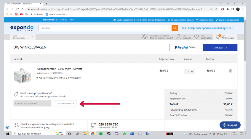 hoe gebruik ik een expondo kortingscode