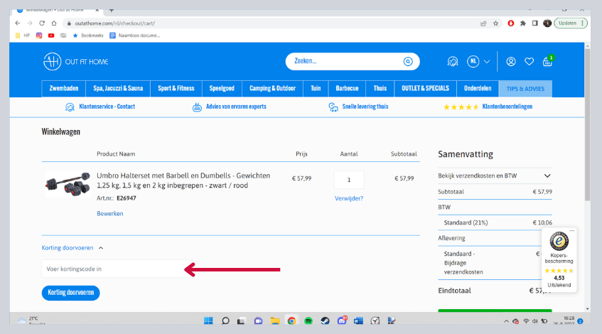 hoe gebruik ik een out at home kortingscode