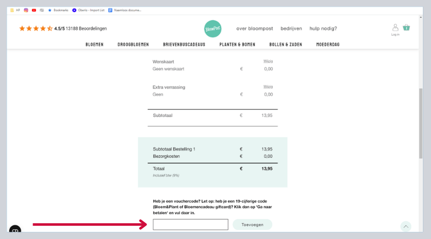 hoe gebruik ik een bloompost kortingscode