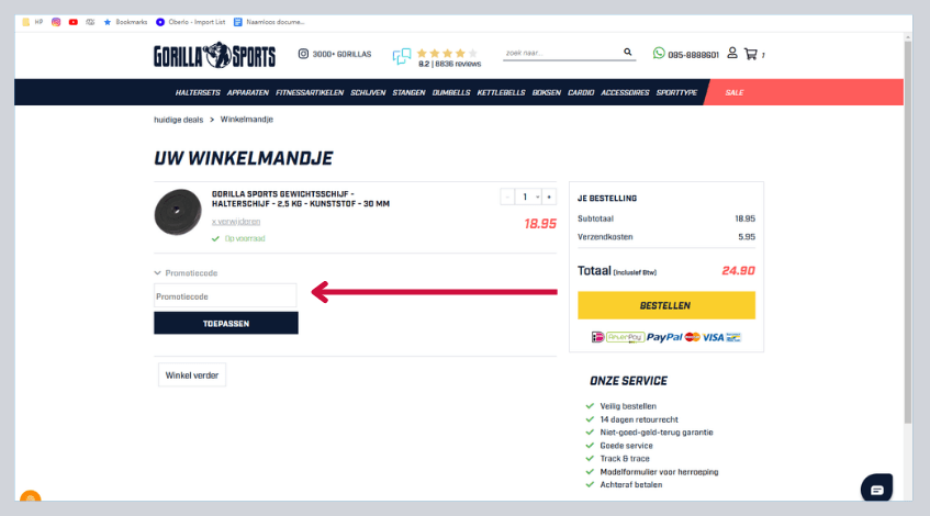 hoe gebruik ik een gorillasports kortingscode