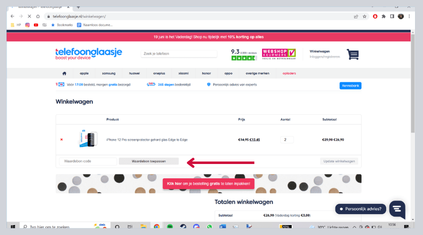 hoe gebruik ik een telefoonglaasje kortingscode