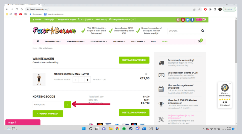 hoe gebruik ik een feestbazaar kortingscode