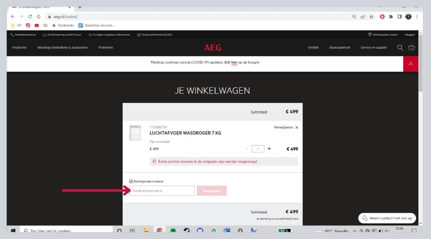 hoe gebruik ik een aeg kortingscode