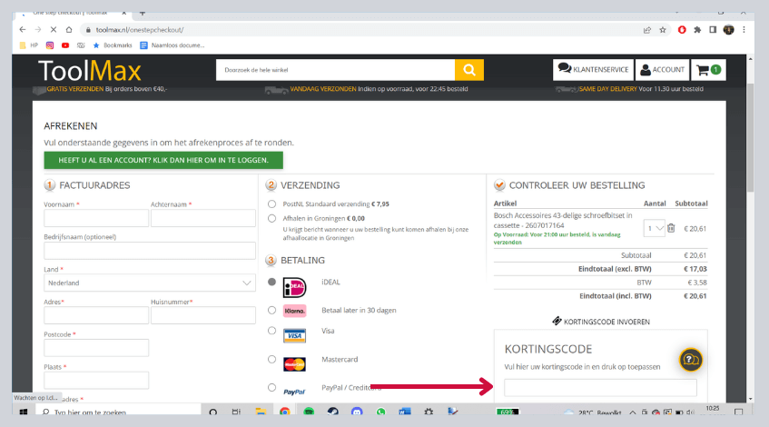 hoe gebruik ik een toolmax kortingscode