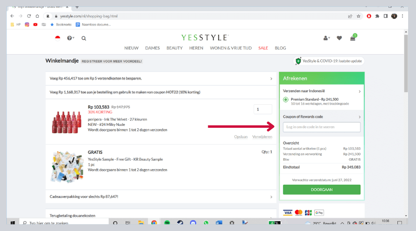 hoe gebruik ik een yesstyle kortingscode