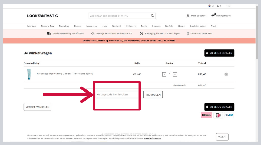 hoe gebruik ik een lookfantastic kortingscode