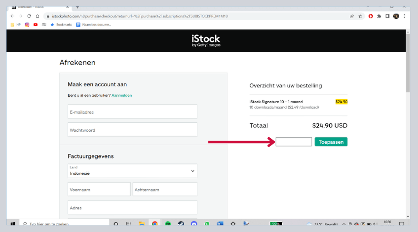 hoe gebruik ik een istock kortingscode