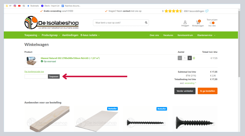 hoe gebruik ik een de isolatieshop kortingscode