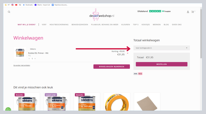 hoe gebruik ik deverfwebshop kortingscode