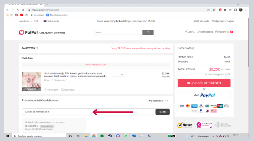 hoe gebruik ik een patpat kortingscode