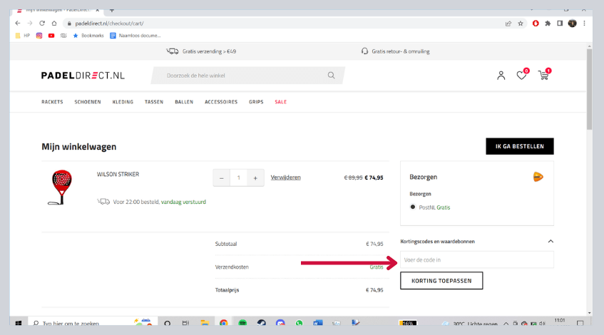 hoe gebruik ik een padeldirect kortingscode