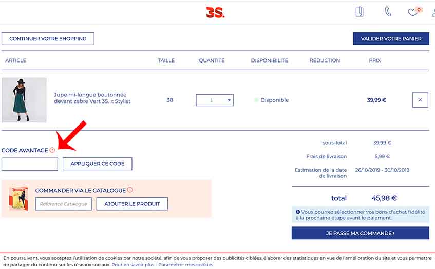 hoe gebruik ik een 3suisses kortingscode