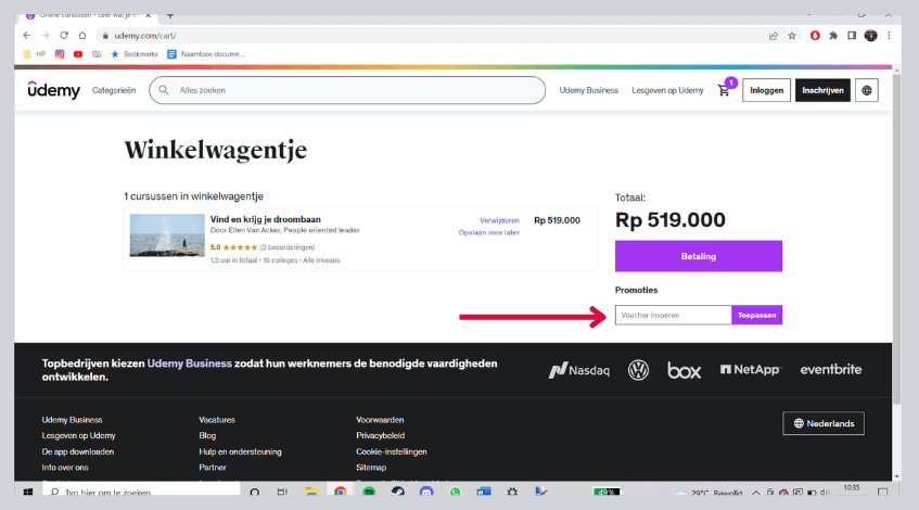hoe gebruik ik een udemy kortingscode