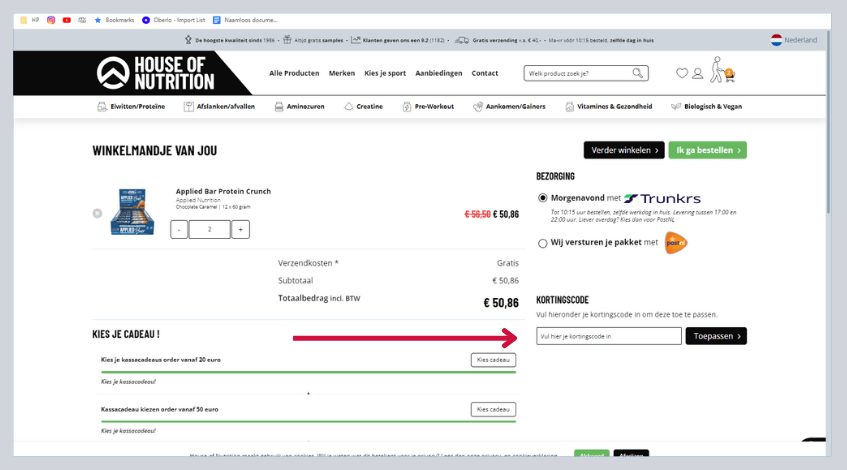 hoe gebruik ik een house of nutrition kortingscode