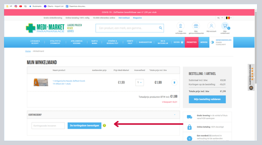 hoe gebruik ik een medi market kortingscode