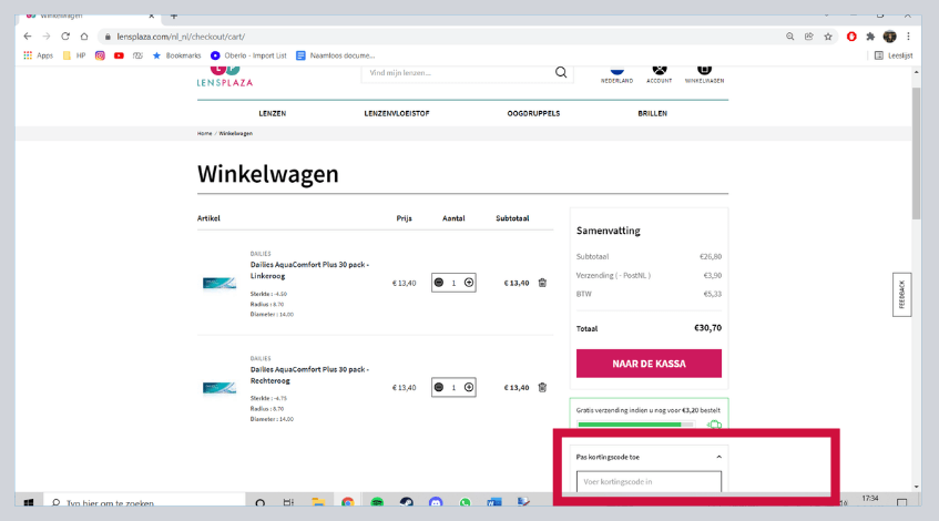 hoe gebruik ik een lensplaza kortingscode
