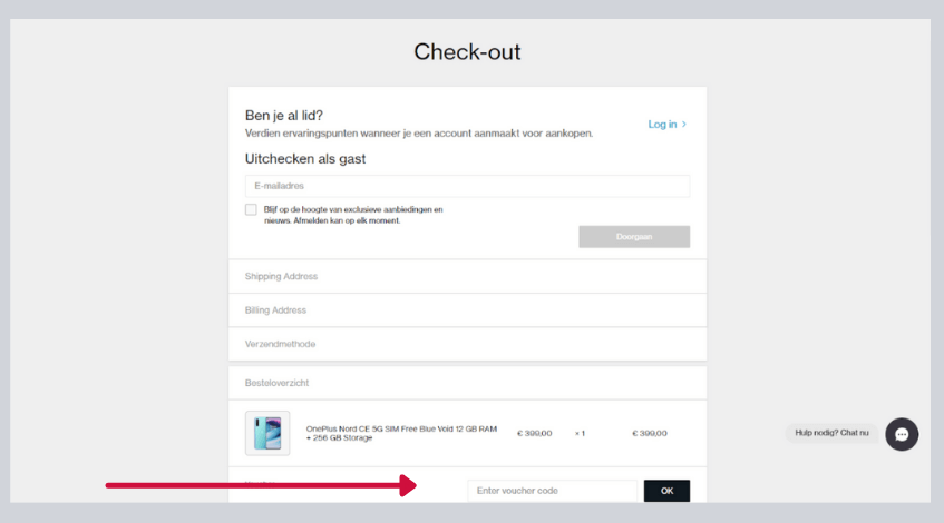 hoe gebruik ik een oneplus kortingscode