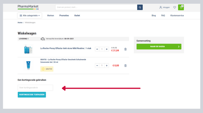 hoe gebruik ik een pharmamarket kortingscode