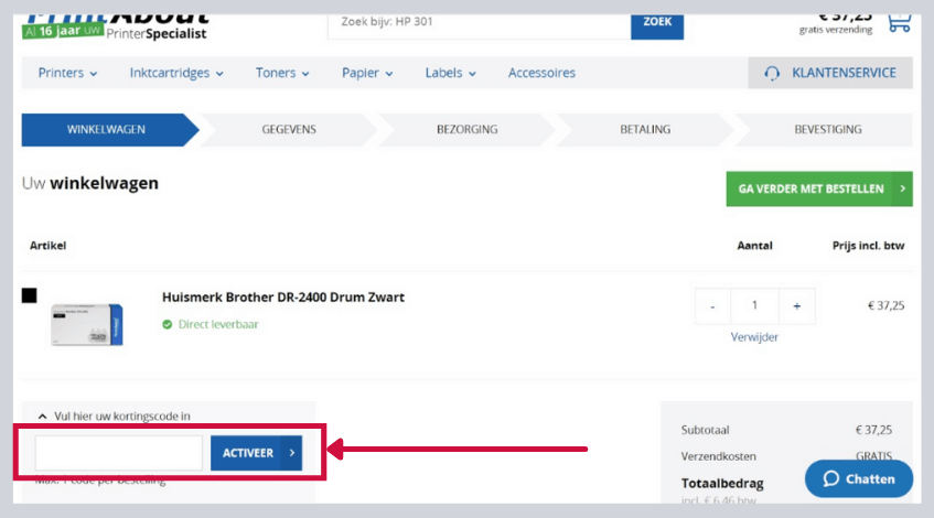 hoe gebruik ik een printabout kortingscode