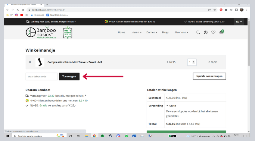 hoe gebruik ik een bamboo basic kortingscode