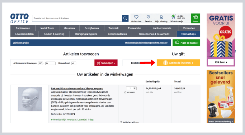 hoe gebruik ik een otto office kortingscode