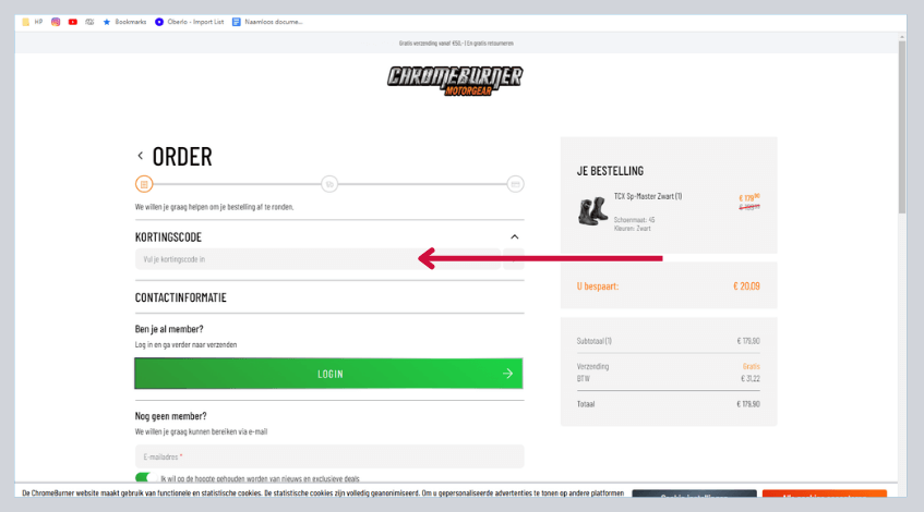 hoe gebruik ik een chromeburner kortingscode