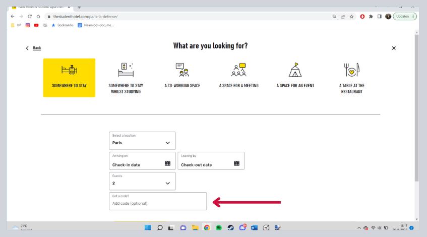 hoe gebruik ik een the student hotel kortingscode